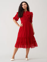 Robe à col montant en mousseline de soie rouge bordeaux Brasso